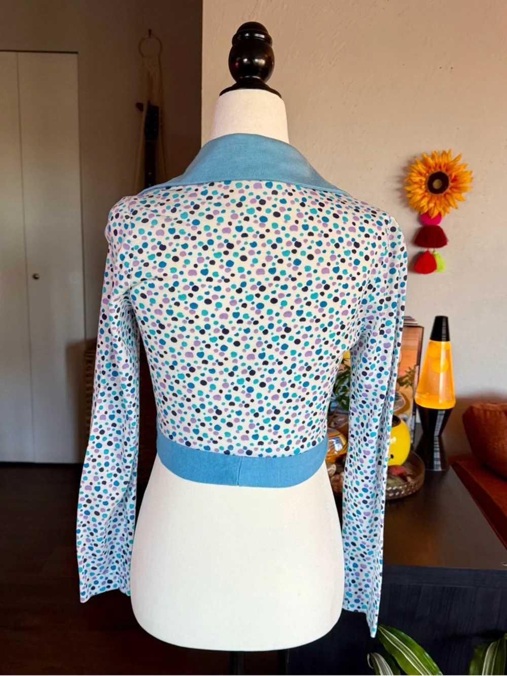 1970s Wendy Originals Top | Disco Polka Dot Long Sleeve - Picture 4 of 10